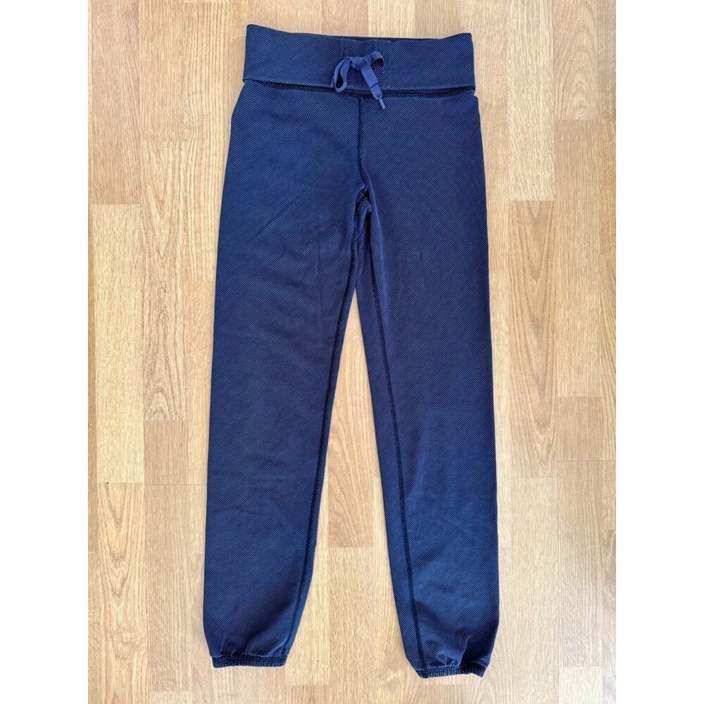 Lululemon Athletica Navy Blue Striped Mid OR High Rise Jogger Yoga Pant Size 4